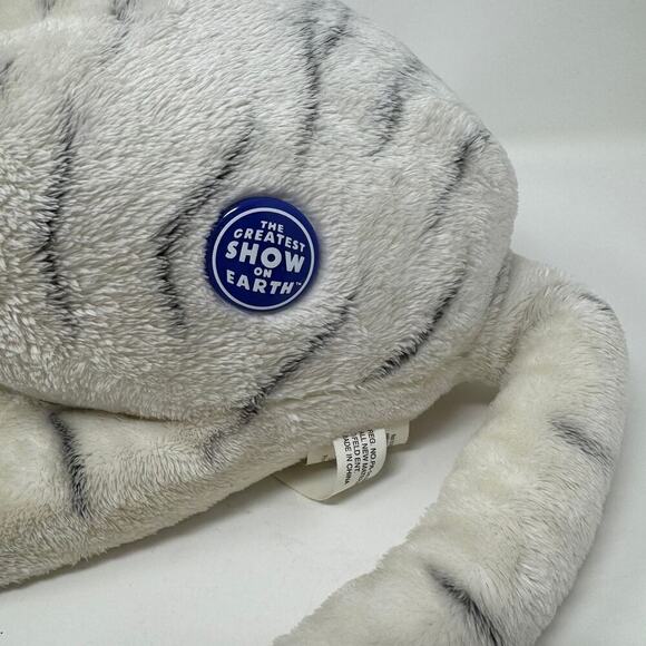 The Greatest Show on Earth Lying White Tiger 16" Long Plush Blue Eyes Realistic - Picture 2 of 11